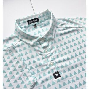 Bad Birdie Mens Performance Polo Shirt Short Sleeve S Stretch Golf Geometric AOP